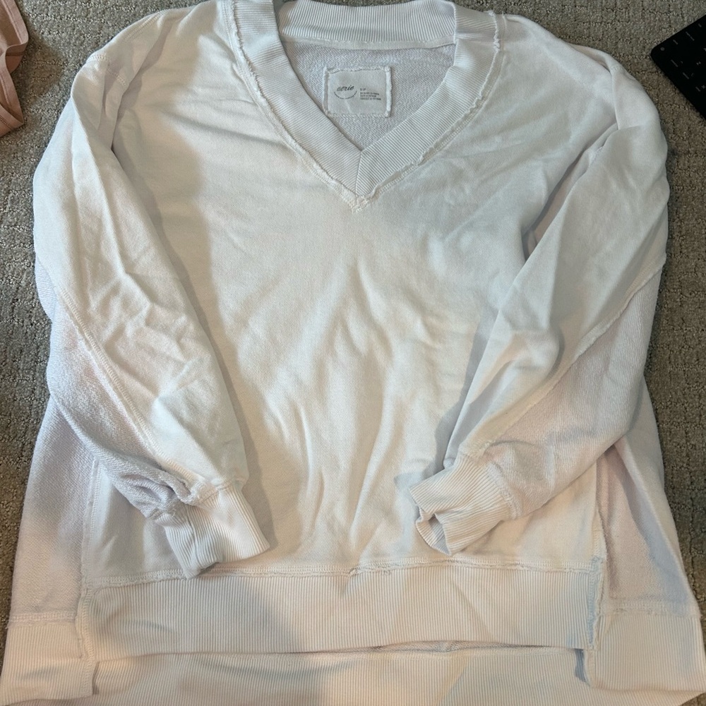 Aerie white oversized crew neck